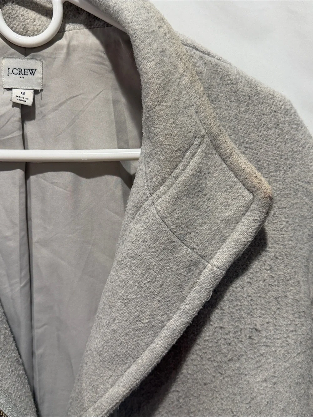J. Crew Light Gray Wool-Blend Stand Collar Pea Coat - Picture 5 of 9